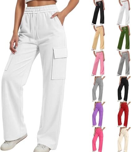 Girls Cargo Sweatpants Kids Elastic Waisted Baggy Wide Leg Sweatpants Drawstring Open Bottom Casual Gym Athletic Pants in Saudi Arabia