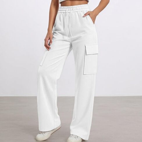 Girls Cargo Sweatpants Kids Elastic Waisted Baggy Wide Leg Sweatpants Drawstring Open Bottom Casual Gym Athletic Pants in Saudi Arabia