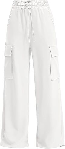 Girls Cargo Sweatpants Kids Elastic Waisted Baggy Wide Leg Sweatpants Drawstring Open Bottom Casual Gym Athletic Pants in Saudi Arabia