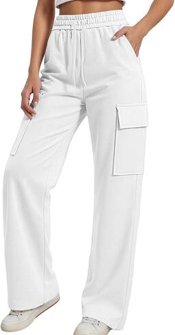 Girls Cargo Sweatpants Kids Elastic Waisted Baggy Wide Leg Sweatpants Drawstring Open Bottom Casual Gym Athletic Pants in Saudi Arabia