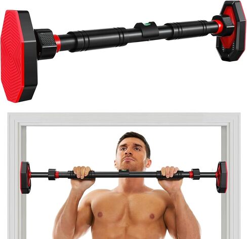 Pull Up Bar Adjustable 25.5 to 39.3 Inches Width Locking Mechanism Indoor Gym Equipment, Portable Strength Training Bar for Home Fitness, Max Load 440lbs, Black in Saudi Arabia
