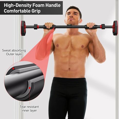 Pull Up Bar Adjustable 25.5 to 39.3 Inches Width Locking Mechanism Indoor Gym Equipment, Portable Strength Training Bar for Home Fitness, Max Load 440lbs, Black in Saudi Arabia