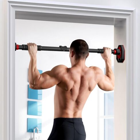 Pull Up Bar Adjustable 25.5 to 39.3 Inches Width Locking Mechanism Indoor Gym Equipment, Portable Strength Training Bar for Home Fitness, Max Load 440lbs, Black in Saudi Arabia