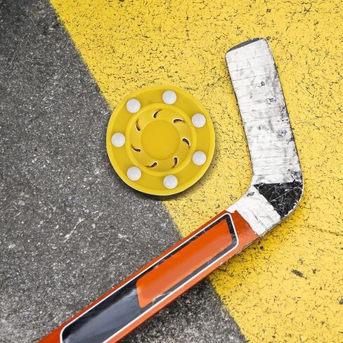 Luxshiny Roller Hockey Puck for Training and Competition Synthetic Game Puck for Indoor Outdoor Use Smooth Glide Street Hockey Ball for Practicing Skills and Improving Performance Yellow in Kuwait