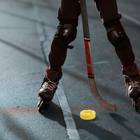 Luxshiny Roller Hockey Puck for Training and Competition Synthetic Game Puck for Indoor Outdoor Use Smooth Glide Street Hockey Ball for Practicing Skills and Improving Performance Yellow in Kuwait