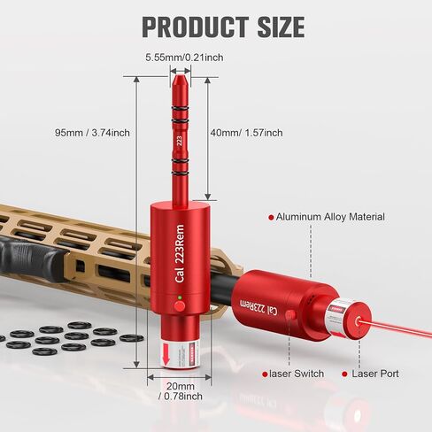 خرطوشة ليزر 2 في 1 مع Bore Sighter مناسبة لعيار 22LR/.243 /308Win/7.62mm/223Rem/.30-30/.30-06/.300ACC/6.5mm/7mm، لممارسة التدريب على الرماية ومعايرة البصر، قابلة لإعادة الشحن in Kuwait