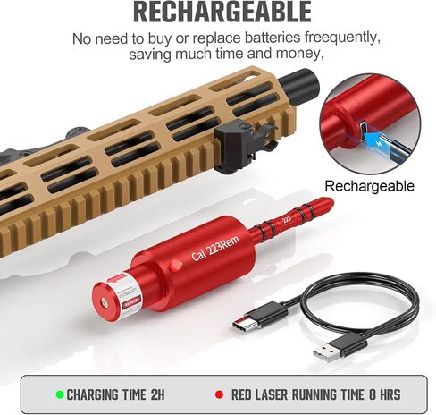 خرطوشة ليزر 2 في 1 مع Bore Sighter مناسبة لعيار 22LR/.243 /308Win/7.62mm/223Rem/.30-30/.30-06/.300ACC/6.5mm/7mm، لممارسة التدريب على الرماية ومعايرة البصر، قابلة لإعادة الشحن in Kuwait