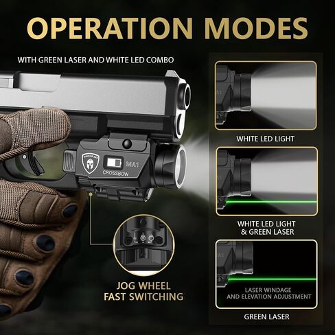 WARRIORLAND 800-Lumen MA1 Pistol Laser LED Light & Holster Combo، مناسب لـ Sprindfield XD 9mm 4 "مسدس، USB مغناطيسي قابل لإعادة الشحن | حالة طاقة الشاشة | IWB/OWB الحافظة اليمنى مع قطع البصريات in Saudi Arabia