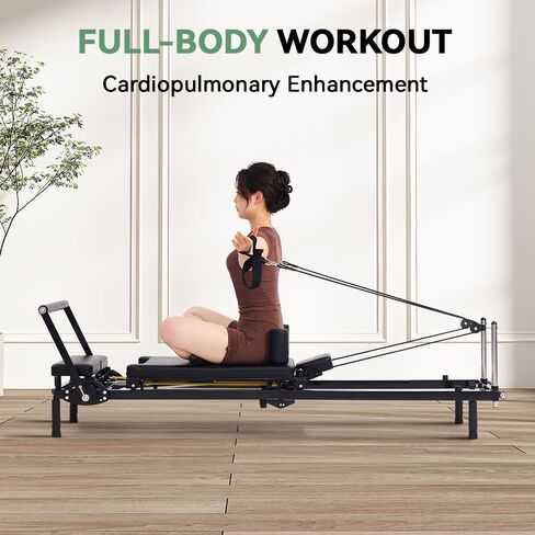 Foldable Pilates Reformer Machine, Dual Resistance with Springs and Cords, Pilates Equipment for Home and Gym Use, Suitable for Advanced and Beginners Users, Up to 400 lbs Capacity in Saudi Arabia