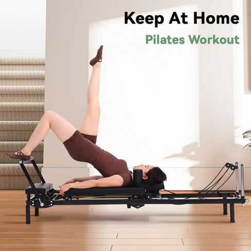 Foldable Pilates Reformer Machine, Dual Resistance with Springs and Cords, Pilates Equipment for Home and Gym Use, Suitable for Advanced and Beginners Users, Up to 400 lbs Capacity in Saudi Arabia