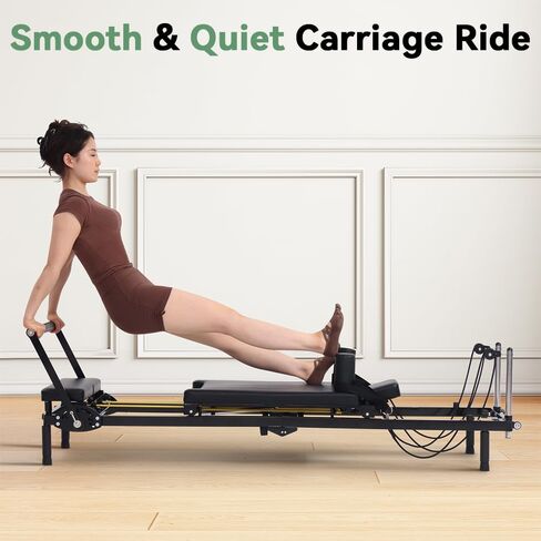 Foldable Pilates Reformer Machine, Dual Resistance with Springs and Cords, Pilates Equipment for Home and Gym Use, Suitable for Advanced and Beginners Users, Up to 400 lbs Capacity in Saudi Arabia