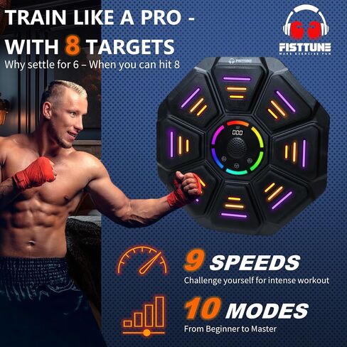 Music Boxing Machine for Kids & Adults 10 Modes 9 Speeds,boxing music workout machine,Boxing Machine with Gloves,LED Electronic Bluetooth Wall Mounted Musical Punching Pad Training GYM Indoor Exercise in Saudi Arabia