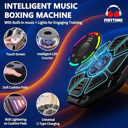 Music Boxing Machine for Kids & Adults 10 Modes 9 Speeds,boxing music workout machine,Boxing Machine with Gloves,LED Electronic Bluetooth Wall Mounted Musical Punching Pad Training GYM Indoor Exercise in Saudi Arabia