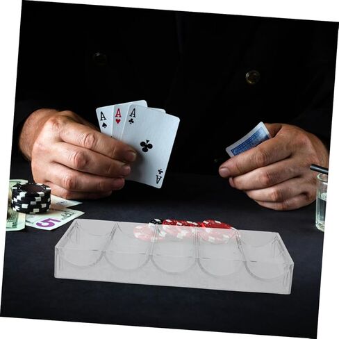 GALPADA Acrylic Poker Chip Tray Holder 2pcs Poker Chip Organizer for Game Night for Home Use in Kuwait