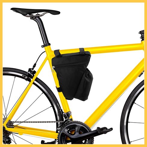 Bike Triangle Frame Bag Front Pouch Cycling Bicycle Wedge Tube Storage Bag with Bottle Holder for Road Mountain Bikes Black Auto Replacement Parts in Saudi Arabia