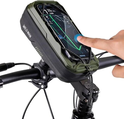 WILD MAN Bike Handlebar Bag Bicycle Bags for Cycling Bike Front Pouch Bag Phone Holder Mount Compatible with Phones Under 6.8"(GX330,Green) in Saudi Arabia