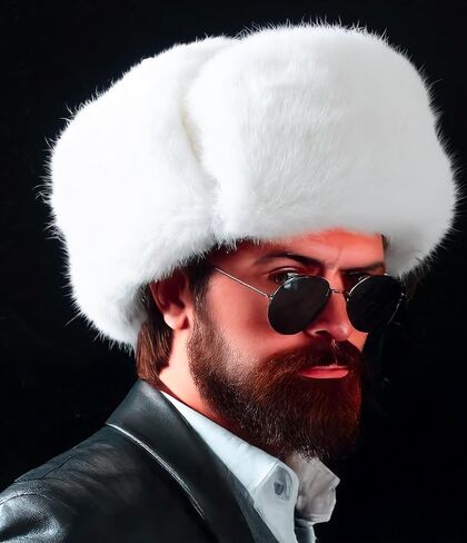 Unisex Russian Ushanka Classic Trapper Boomber Rabbit Fur Hat Real Fur Aviator Hat for Cold Winter in Saudi Arabia
