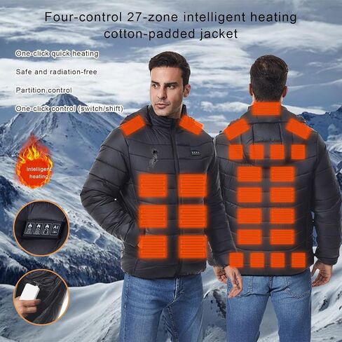 Unisex Winter Heated Jacket 27 Heating Zones 4 Heating Levels Quilted Jackets USB Lightweight Warm Clothes Outdoor in Saudi Arabia