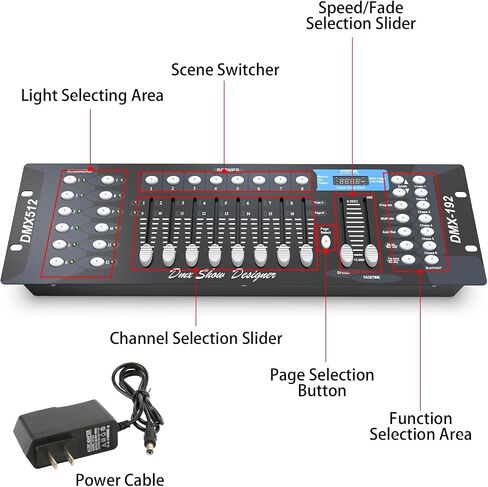 لوحة تحكم DMX512 ذات 192 قناة، وحدة تحكم DMX لخلاط الإضاءة لأضواء المسرح والتأثيرات، دي جي ديسكو، النادي الليلي، البار وأحداث العروض الحية in Kuwait