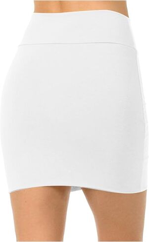 Women's Elastic Waist Mini Pencil Skirt Solid Color High Waist Above Knee Basic Bodycon Short Skirt 2025 in Saudi Arabia