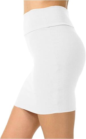 Women's Elastic Waist Mini Pencil Skirt Solid Color High Waist Above Knee Basic Bodycon Short Skirt 2025 in Saudi Arabia