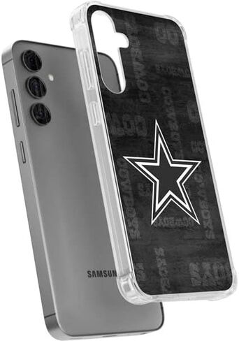 حافظة هاتف Skinit الشفافة متوافقة مع هاتف Galaxy S24 Plus - تصميم أسود وأبيض مرخص رسميًا من NFL Dallas Cowboys in Saudi Arabia