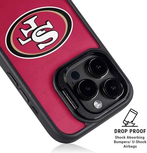 Skinit Kickstand Phone Case Compatible with iPhone 14 Pro - Officially Licensed NFL San Franciso 49ers Black & White Design in Saudi Arabia