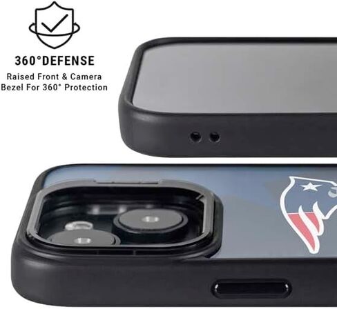حافظة هاتف Skinit Kickstand متوافقة مع iPhone 15 - تصميم أسود وأبيض مرخص رسميًا من NFL New England Patriots in Saudi Arabia