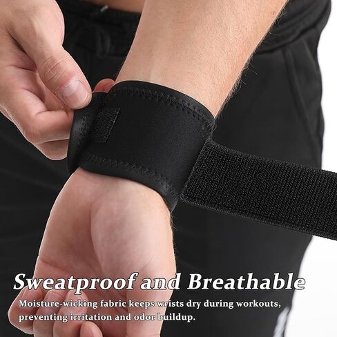Adjustable Sports Wrist Brace Support Wrap - Pair of Sweatproof, Breathable and Anti Slip Wristband Compression Sleeves for Weightlifting, Gym, Cross Training, Arthritis Relief in Saudi Arabia
