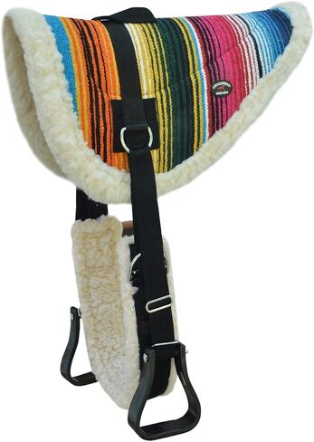 CHALLENGER Horse Western Treeless Faux Fur Padded Serape Acrylic Bareback Pad Stirrups 39248 in Saudi Arabia