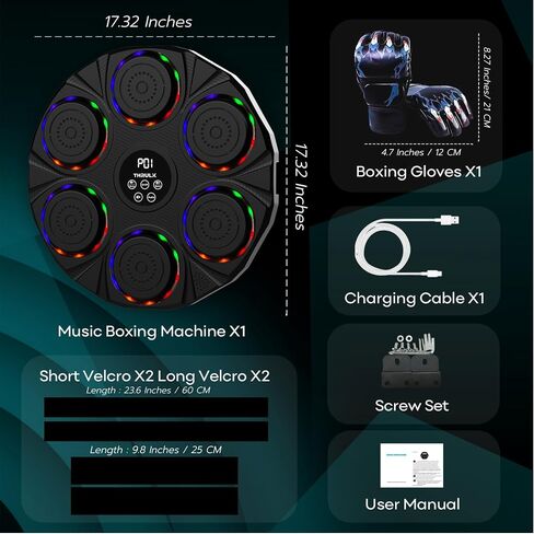 Music Boxing Machine - Punching Machine Wall Mounted - Electronic Target 9 Modes & 9 Speeds - Bluetooth Music Boxing Trainer for Adults and Kids with Boxing Gloves - Boxing Workout Equipment in Saudi Arabia