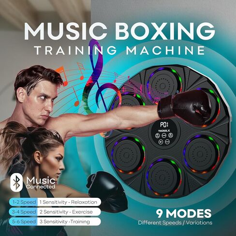 Music Boxing Machine - Punching Machine Wall Mounted - Electronic Target 9 Modes & 9 Speeds - Bluetooth Music Boxing Trainer for Adults and Kids with Boxing Gloves - Boxing Workout Equipment in Saudi Arabia