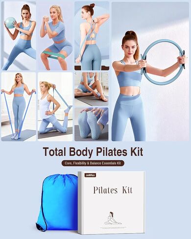 Pilates kit for Women Home Workout, Pilates Equipment Ring and Ball Set with 3 Fabric Resistance Bands, Massage Ball, Pilates Starter Kit for Strength, Toning, Including Workout Guide in Saudi Arabia