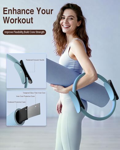 Pilates kit for Women Home Workout, Pilates Equipment Ring and Ball Set with 3 Fabric Resistance Bands, Massage Ball, Pilates Starter Kit for Strength, Toning, Including Workout Guide in Saudi Arabia