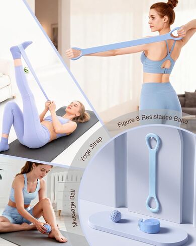 Pilates kit for Women Home Workout, Pilates Equipment Ring and Ball Set with 3 Fabric Resistance Bands, Massage Ball, Pilates Starter Kit for Strength, Toning, Including Workout Guide in Saudi Arabia