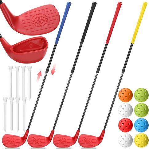 Realspring 4 Pack Backyard Golf Club Set Adjustable Golf Club for Backyard Game Plastic Chipping Clubs Hit Plastic Balls Outdoor Indoor Training Practice Gift(Right Hand) in Saudi Arabia