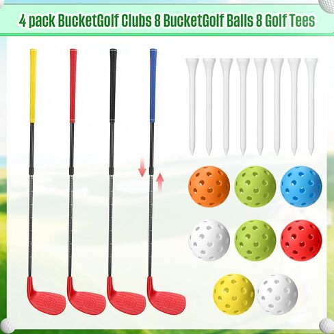 Realspring 4 Pack Backyard Golf Club Set Adjustable Golf Club for Backyard Game Plastic Chipping Clubs Hit Plastic Balls Outdoor Indoor Training Practice Gift(Right Hand) in Saudi Arabia