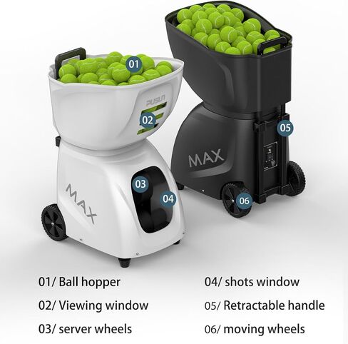 PT MAX C Padel Ball Machine, Professional Padel Ball Launcher with High Capacity, Serve Frequency & Angle Adjustable, Dual-Control via APP & Remote for Training & Practice in Saudi Arabia