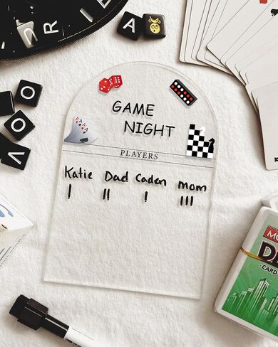 Generic Personalized Game Score Board - Acrylic Engraved Family Game Night Score Tracker,Personalized Gamer Gift, Wedding Gift, Housewarming Gift, Game Night Score Card in Saudi Arabia