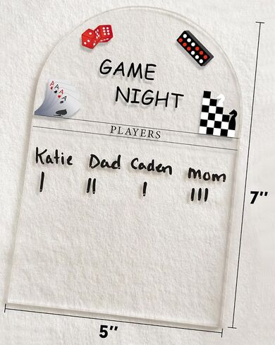 Generic Personalized Game Score Board - Acrylic Engraved Family Game Night Score Tracker,Personalized Gamer Gift, Wedding Gift, Housewarming Gift, Game Night Score Card in Saudi Arabia