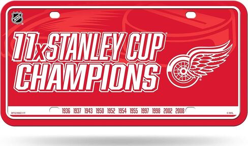 Rico Industries NHL Detroit Red Wings Champ Metal Auto Tag 8.5" x 11" - Great for Truck/Car/SUV in Saudi Arabia