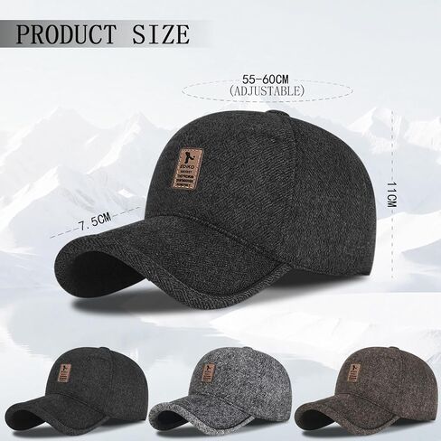 2 Pack Winter for Men Outdoor Hat,Adjustable Warm Baseball Cap Hats Dad Caps in Saudi Arabia