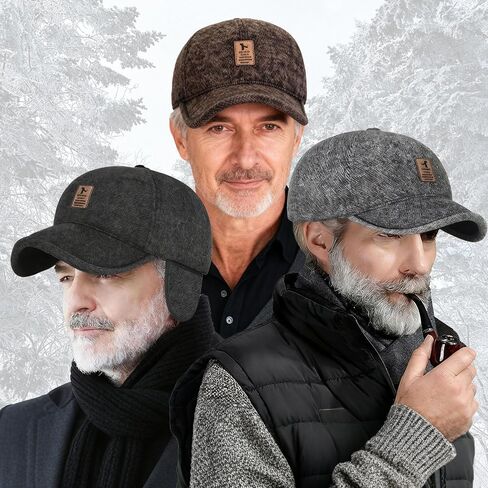 2 Pack Winter for Men Outdoor Hat,Adjustable Warm Baseball Cap Hats Dad Caps in Saudi Arabia