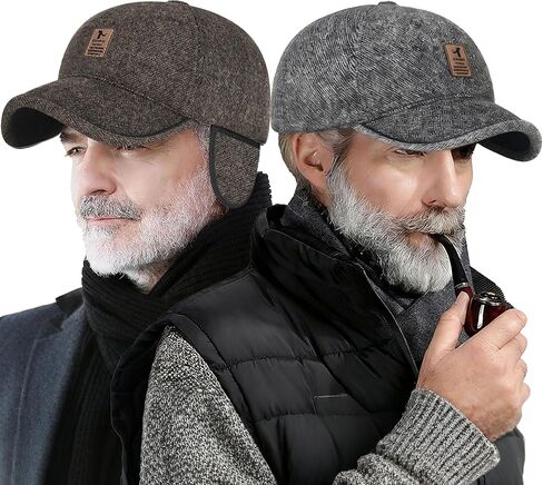 2 Pack Winter for Men Outdoor Hat,Adjustable Warm Baseball Cap Hats Dad Caps in Saudi Arabia
