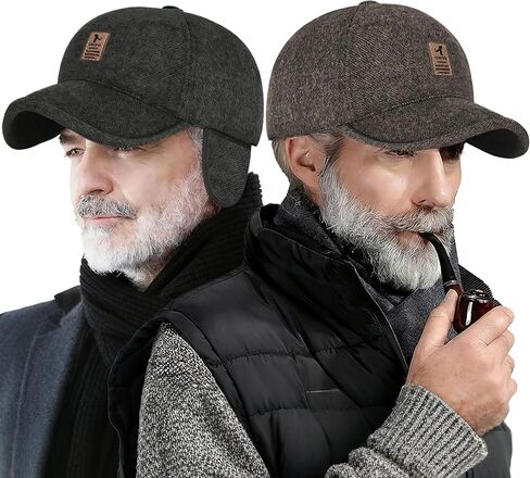 2 Pack Winter for Men Outdoor Hat,Adjustable Warm Baseball Cap Hats Dad Caps in Saudi Arabia