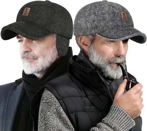 2 Pack Winter for Men Outdoor Hat,Adjustable Warm Baseball Cap Hats Dad Caps in Saudi Arabia