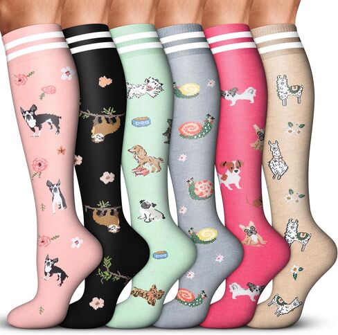 Acture 6 Pack Compression Socks for Women and Men - Knee High for Medical, Running, Nurses, Travel in Kuwait
