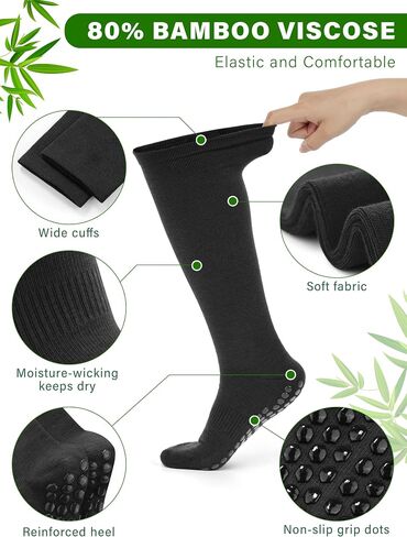 4 Pairs Bamboo Viscose Compression Socks for Women&Men 15-20mmHg Knee High Support Non-Slip Dots for Nurses Sports in Saudi Arabia
