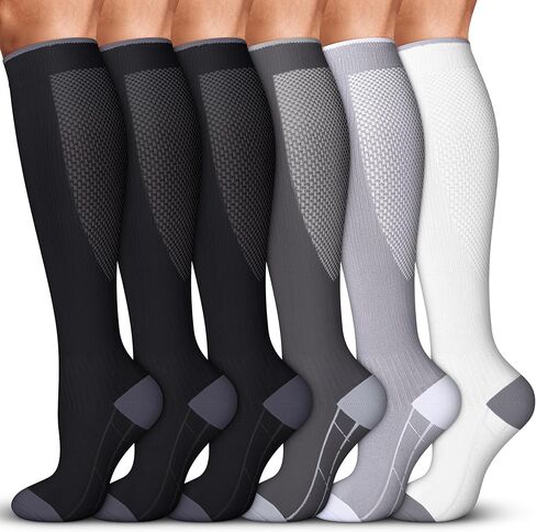 Acture 6 Pack Compression Socks for Women and Men - Knee High for Medical, Running, Nurses, Travel in Kuwait