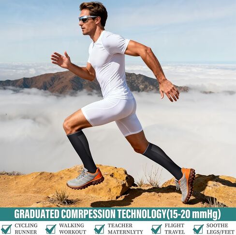 Acture 6 Pack Compression Socks for Women and Men - Knee High for Medical, Running, Nurses, Travel in Kuwait